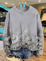 ?Limited Time Discount?Vintage Lace Floral Print Casual Sweatshirt