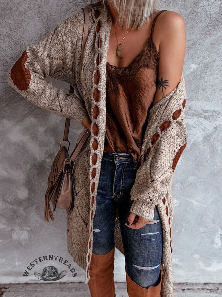 Women's Long Sleeve Midi Knit Cardigan Sweater