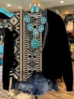 Black Vintage Aztec Casual Sweatshirt
