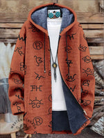 Western Cattle Brands Print Unisex Plush Thick Long-Sleeved Sweater Cardigan Coat