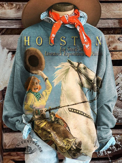 Cowgirl Print Casual Sweatshirt