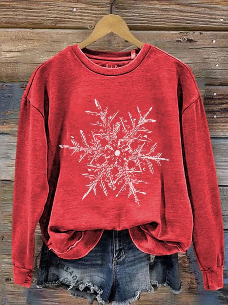 Snowflake Winter Christmas Print Casual Sweatshirt