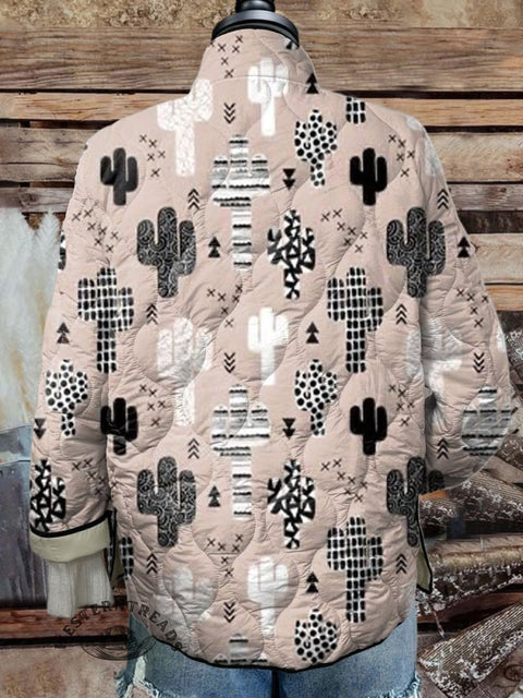 Women's Desert Print Casual Quilted Cardigan