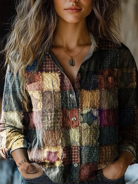 Art Print Casual Long Sleeve Comfortable Cotton Shirt