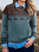 ?Limited Time Discount?Vintage Aztec Horse Art Print Casual Hoodie Sweatshirt