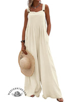 Women Casual Solid Color Pocket Jumpsuit