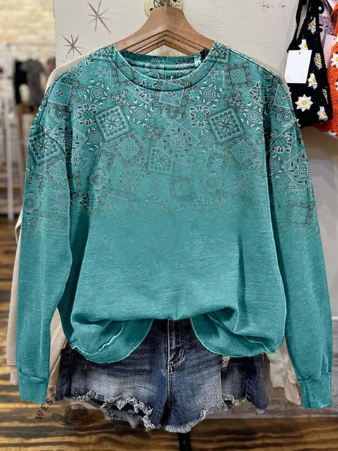 Paisley Print Casual Sweatshirt