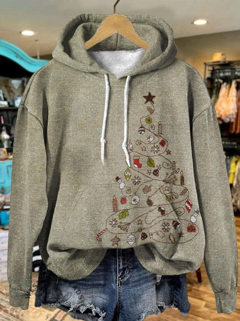 Christmas Tree Art Print Casual Hoodie Sweatshirt