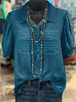 Women's Western Boots Pattern Print Casual Cotton Shirt