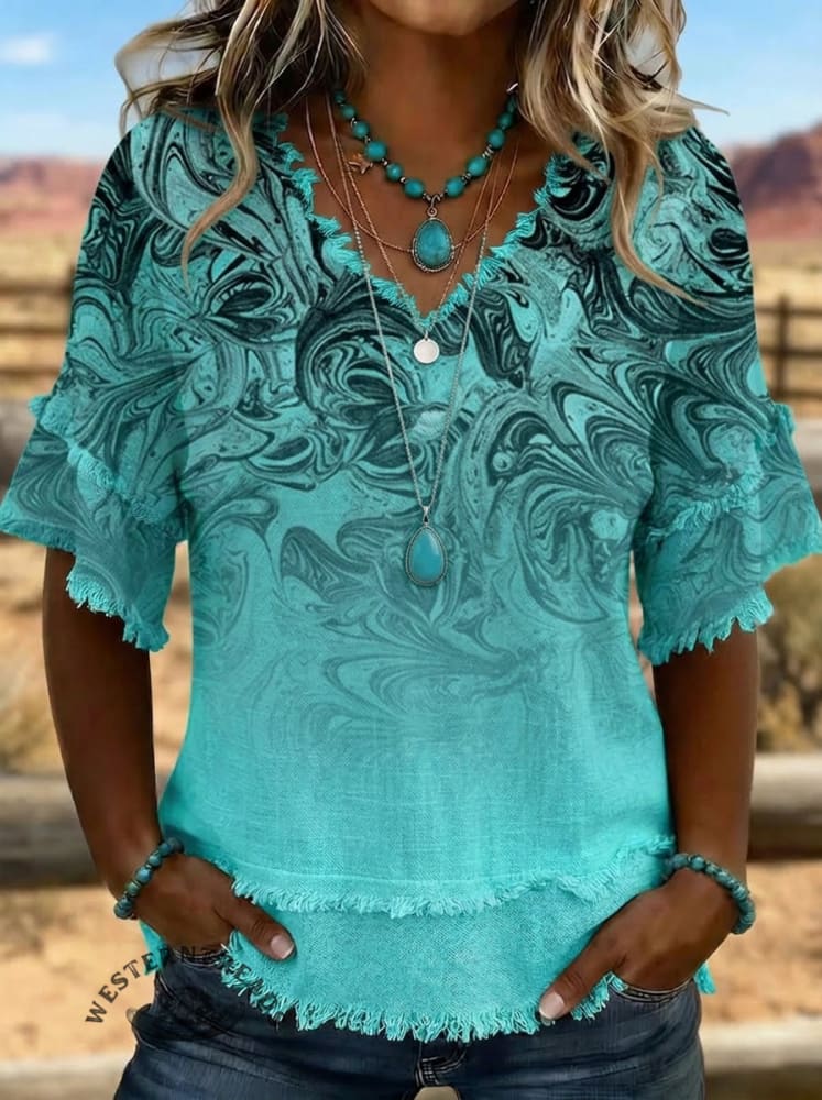 Vintage Print Patchwork Cotton And Linen Shirt