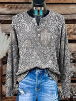 Retro Flower Print Buttoned Cardigan Sweater