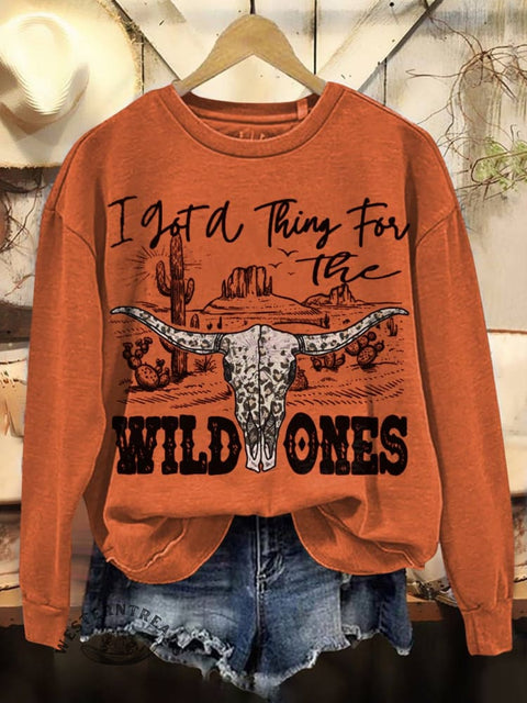 WILD ONES Print Casual Cotton Sweatshirt