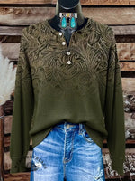 Retro Floral Print Buttoned Cardigan Sweater