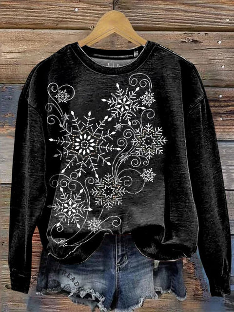 Christmas Art Print Casual Cotton Sweatshirt
