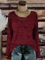 Women's Vintage Floral Art Print Casual Long Sleeve T-shirt