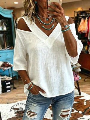 Women's Vintage Off-shoulder Patchwork Casual Shirt
