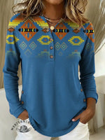 Women's Aztec Retro Print Casual Cotton Shirt