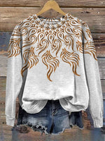 Vintage Print Casual Sweatshirt