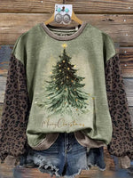 Vintage Contrast Print Christmas Sweatshirt