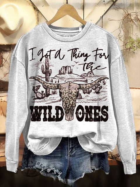 WILD ONES Print Casual Cotton Sweatshirt