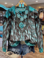 West Print Casual Cotton Sweatshirt