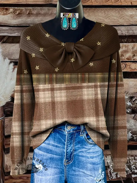 Retro Art Print Buttoned Cardigan Sweater