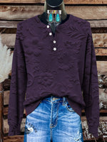 Vintage Floral Art Print Buttoned Cardigan Sweater