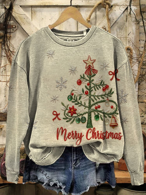 Retro Christmas Casual Cotton Sweatshirt