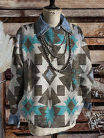 Vintage Aztec Animals Art Print Casual Cotton Sweatshirt