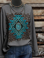 Vintage Aztec Art Print Casual Cotton Sweatshirt