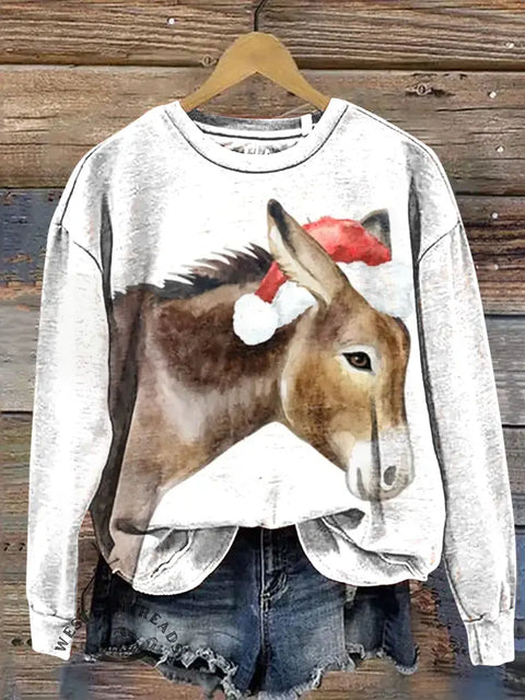 Christmas Donkey Casual Cotton Sweatshirt