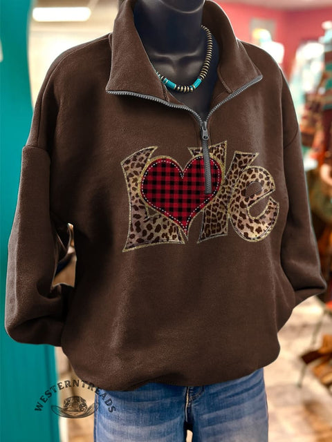 Christmas Pattern Art Print Casual Long-Sleeve Zipper Pullover Sweatshirt