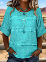 Vintage ArtPatchwork Cotton And Linen Shirt