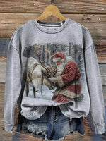 Vintage Christmas Print Casual Sweatshirt