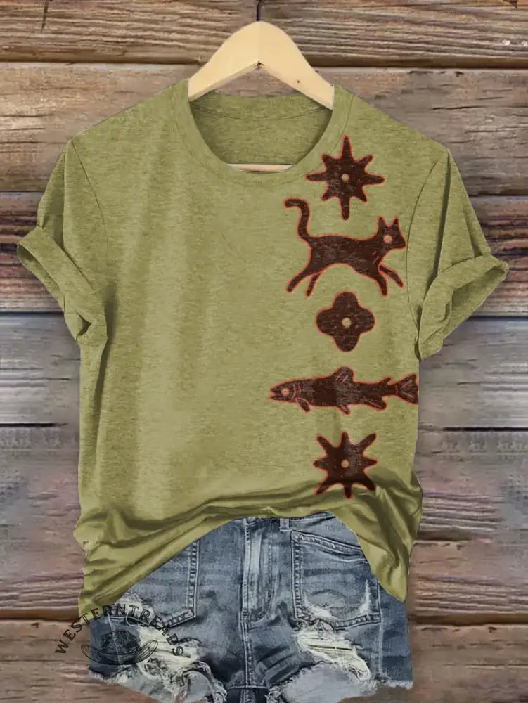 Vintage Western Art Print T-shirt