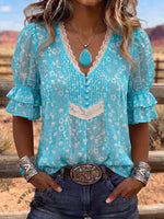 Vintage Art Patchwork Comfortable Summer Fabrics Casual Shirt