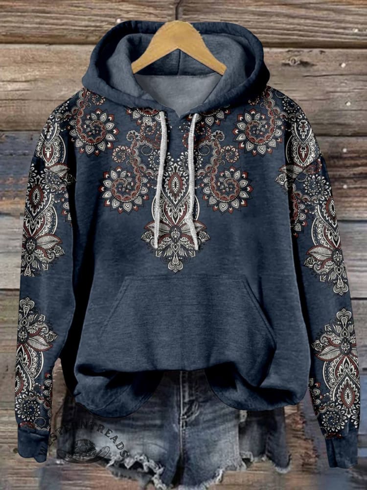 Paisley Print Casual Hoodie Sweatshirt