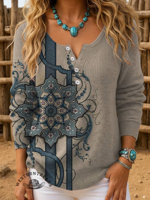 Mandragora Print Buttoned Cardigan Sweater