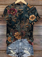 Floral Art Print Casual T-shirt