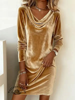 Women's Velvet Long Sleeve Casual Dress