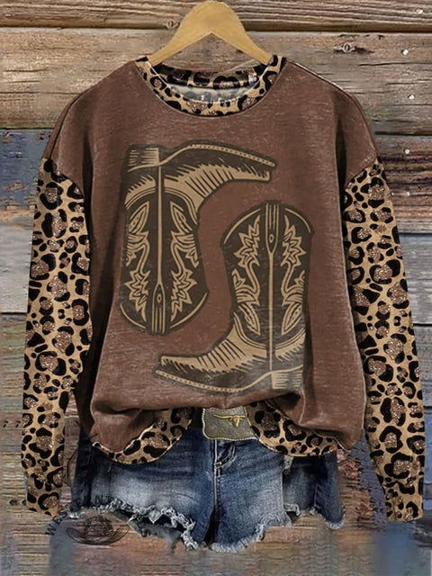 West Print Casual Cotton Sweatshirt