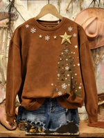 Vintage Christmas Art Print Casual Cotton Sweatshirt