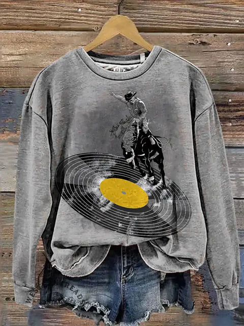 Retro Western Print Casual Cotton Sweatshirt