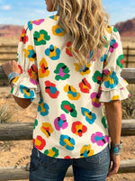 Women's Retro Art Puff Sleeve Casual Shirt