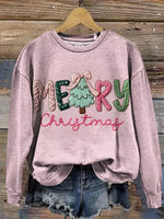 Vintage Christmas Art Print Casual Sweatshirt