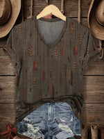 Vintage Art Print Casaul Short Sleeve T-shirt