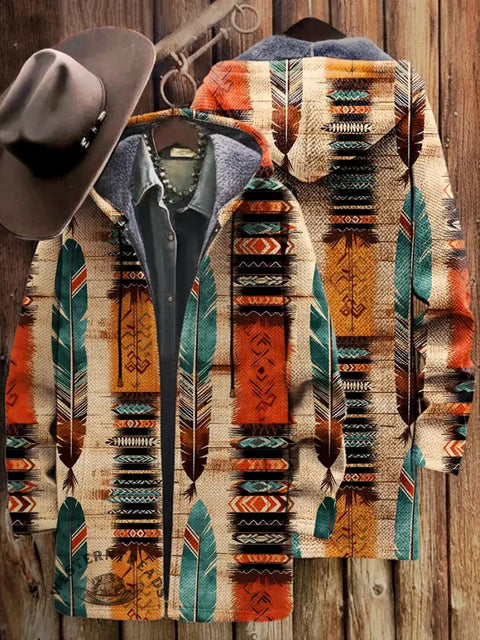 Retro Ethnic Unisex Plush Thick Long-Sleeved Cardigan Coat