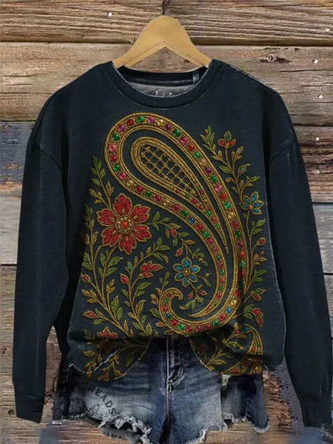 Western Paisley Art Print Casual Sweatshirt