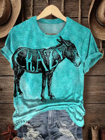 Turquoise Crazy Donkey Art Print T-shirt