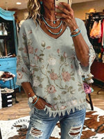 Women's Vintage Patchwork Casual Shirt